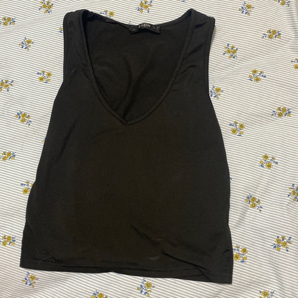SHEIN Tops Shein Black V Neck Cropped Tank Top Poshmark